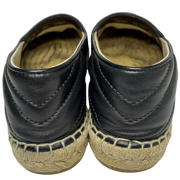 Gucci GG Marmont Quilted Nappa Leather Flats Charlotte Espadrilles 37.5 Black - Picture 7 of 10